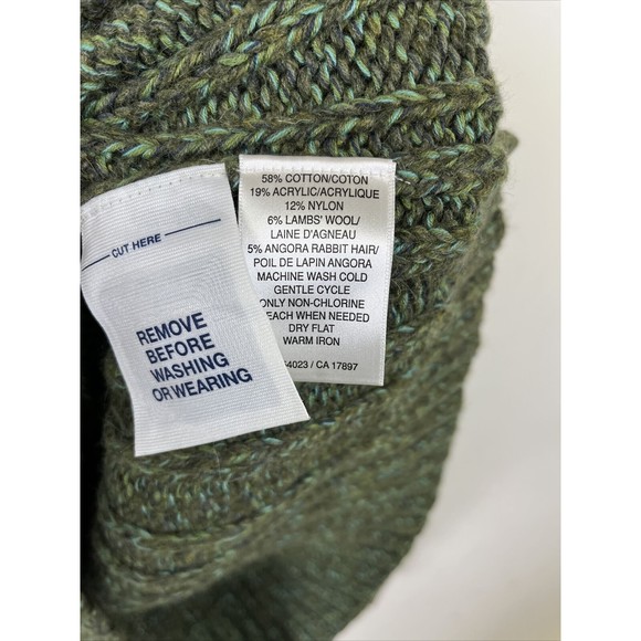 Old Navy Sweater Women Green Cable Knit Chunky Hooded Wool Blend NWT $34 - Picture 3 of 7